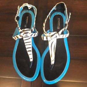 Zebra print Sperry Sandals Size 8